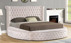 Best Master YY138-BG Willa arlo interiors loden II beige velvet fabric tufted round queen bed set with storage
