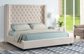 YY139-BGE Beige tufted fabric queen bed frame with tall headboard curved sides Red barrell studio Empress