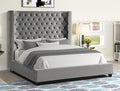 YY139-GRY Grey tufted fabric queen bed frame with tall headboard curved sides Red barrell studio Empress