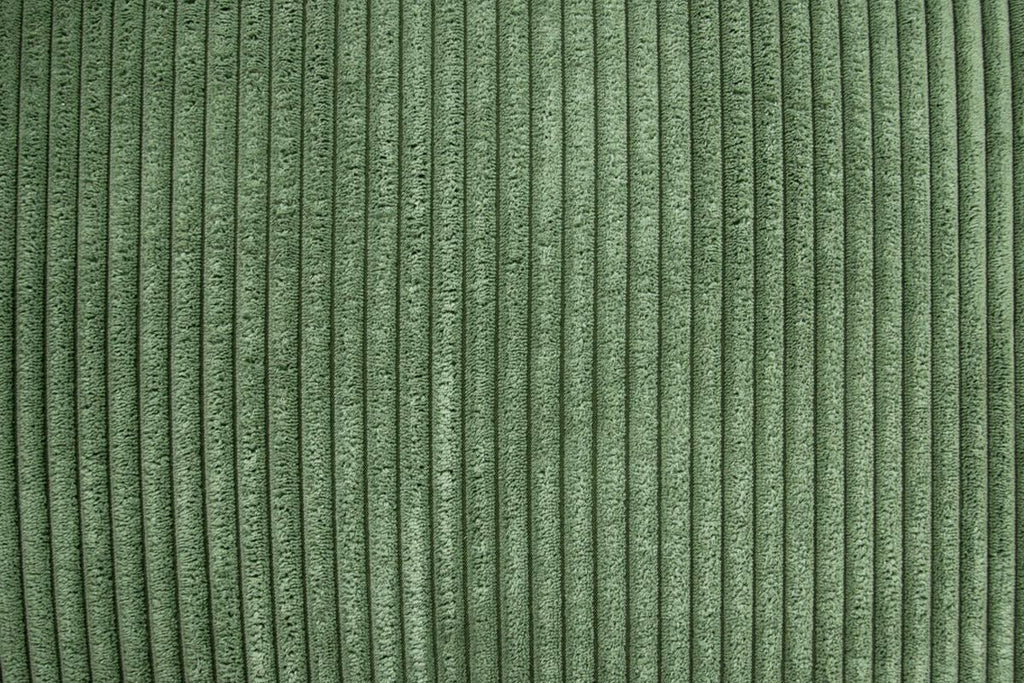 Poundex F8820 4 pc sage green corduroy fabric sectional sofa with rounded arms and ottoman