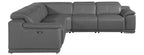 Global United 9762DG-5PC 5 pc DivanItalia dark grey italian leather power reclining sectional sofa adjustable headrests
