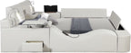 Zoya Ice Faux Leather Modern Queen Bed with Massage Lounge, Bluetooth Speakers & Reading Lights